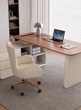 奶油书桌现极简代书轻房转角简约58625电脑办公桌法式奢家用写字