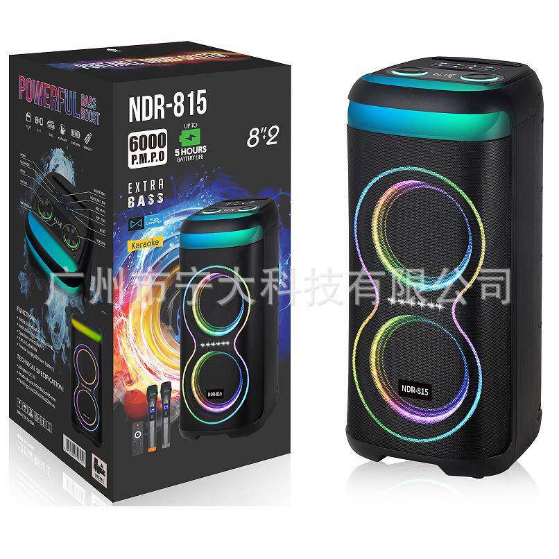 NDR户外拉杆音响工厂大量现货双8寸RGB灯光NDR-815外贸电商