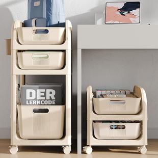 多功能置物架家用书包课本收纳架夹缝带滑轮桌面收纳盒学生寝室用