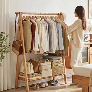 实木衣帽架挂衣架落地卧室家用房间客厅木质衣服衣物室内木头架子