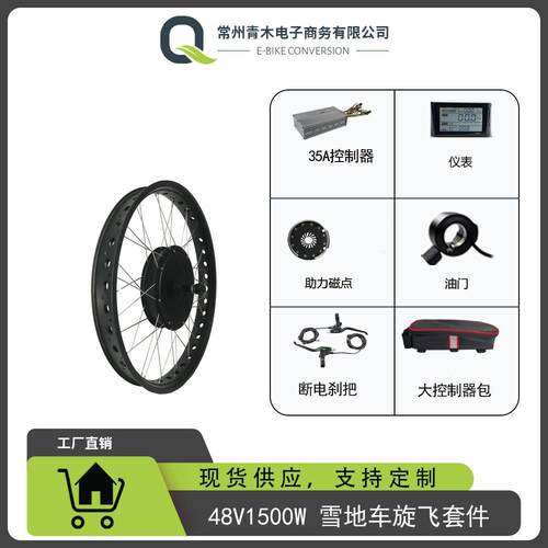 锂电改装雪地车48V1500W后驱旋飞，液晶仪表S900配置普通套件