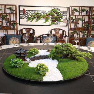 摆酒店大圆桌转WEL盘间摆件餐桌花摆花圆形中装 饰微桌景观圆新款