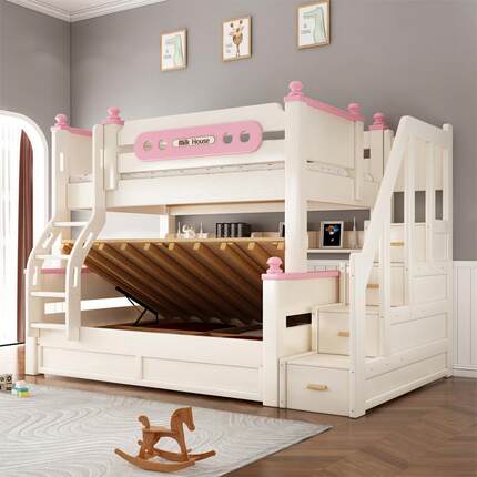 实木上下母床人WIS两层床高低床子床上下铺床儿母子床童成双层床