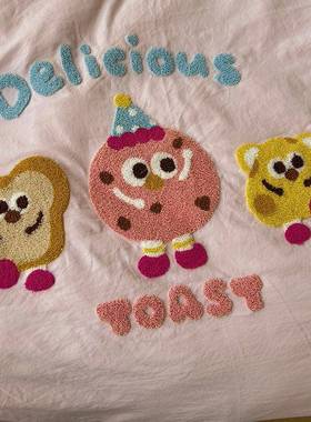 超柔水洗棉毛巾被绣四件2025新儿童卡通套套床笠款学生宿舍96216