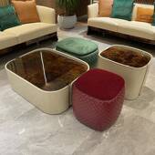 沙威发登厅家具后CDJ现代轻奢沙发现代简约皮艺发客皮沙组合