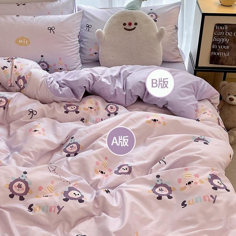 卡生纯棉床上四件套100全棉女通孩651被套床单床品学宿舍床三件笠