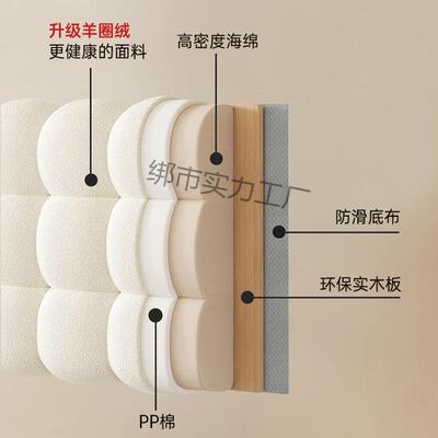 205床148642头垫背泰迪靠绒雪球靠卧室奶油加厚榻榻米新款软包靠