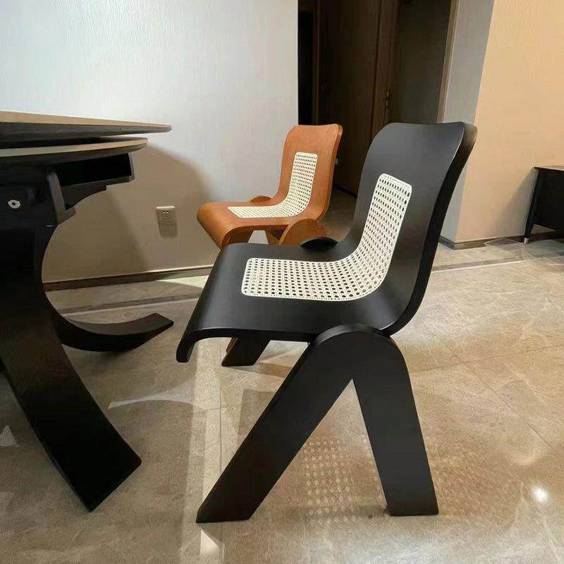 中古椅创AZO意藤编木椅子C法轻奢式家用卧室靠背餐椅复实古简约椅