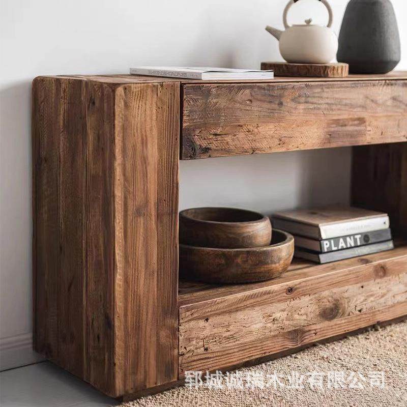 玄关柜桌子台飘窗地矮阳桌坐榆木地台小茶几暖茶桌实木国学桌EJN