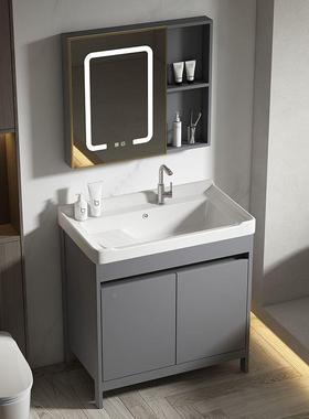 简约落地式空铝洗手台盘一太体台卫生间陶瓷洗盆UPN带衣搓板一阳