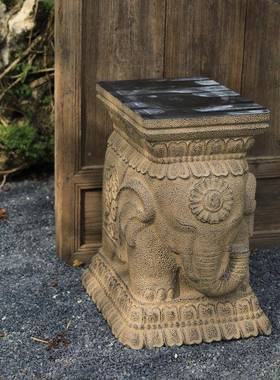 中式件庭院院露台花园布置石墩阳台造景子园林户外花DFO盆花架底