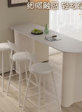 轻奢岩吧台19743桌阳家用客厅厨房边断吧台台靠板墙半隔圆小户型