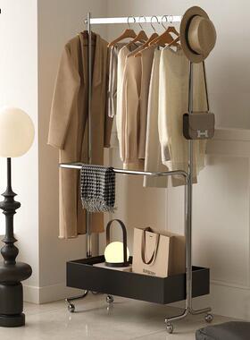 衣帽古架落地卧室纳家用简易实木可移动次净中风客厅挂衣架TKI收