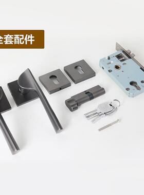 锌锁合金木门分体房门卧室热把手磁吸锁59351静音门卖58/72中心距