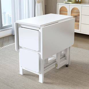 实木折叠餐BPF桌小户吃型家可折叠移动间饭桌子长方形不占用空