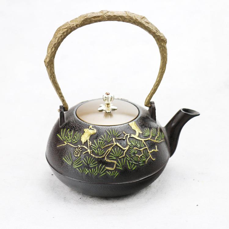 铸铁壶松鹤延年生铁煮茶铁壶生泡铁茶壶手LKW工老壶茶壶纯茶具