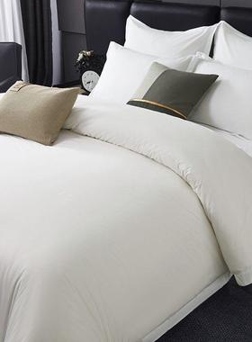 宾套馆纯棉四件套酒店布草三件床HUN上用床品品民宿新白色枕套单