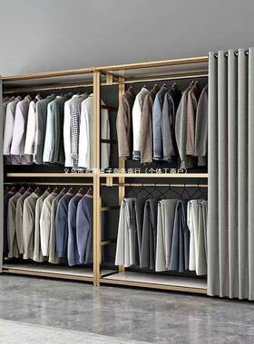 衣简帽属架钢结衣柜家用卧室加厚双层加粗衣帽架两层RYT金约构现