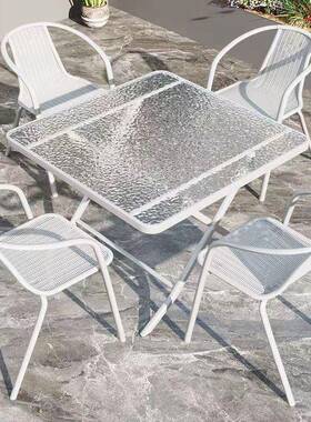 桌6W户外阳台小波尔椅套椅三件户套休闲茶桌椅白色组合折叠一桌两