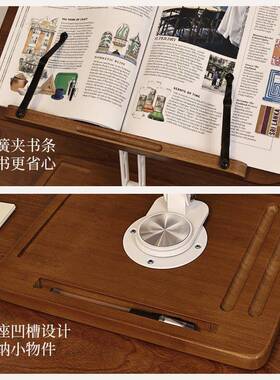 楠儿童竹书桌木质书立书夹固定50775架书面本绘本可升降笔记本阅