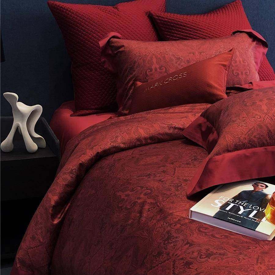 100支长绒棉印花四件套红色新婚房结婚庆床单被套床品