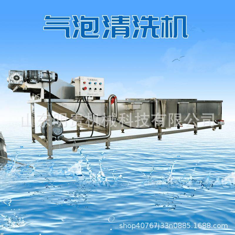 秋葵菠菜杀青线空心菜木耳气泡清洗机鼓泡式果蔬清洗流水线