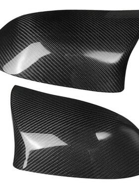 适用宝马X5F15X6F16X3F25F26牛角碳纤维水转印镜壳外壳罩