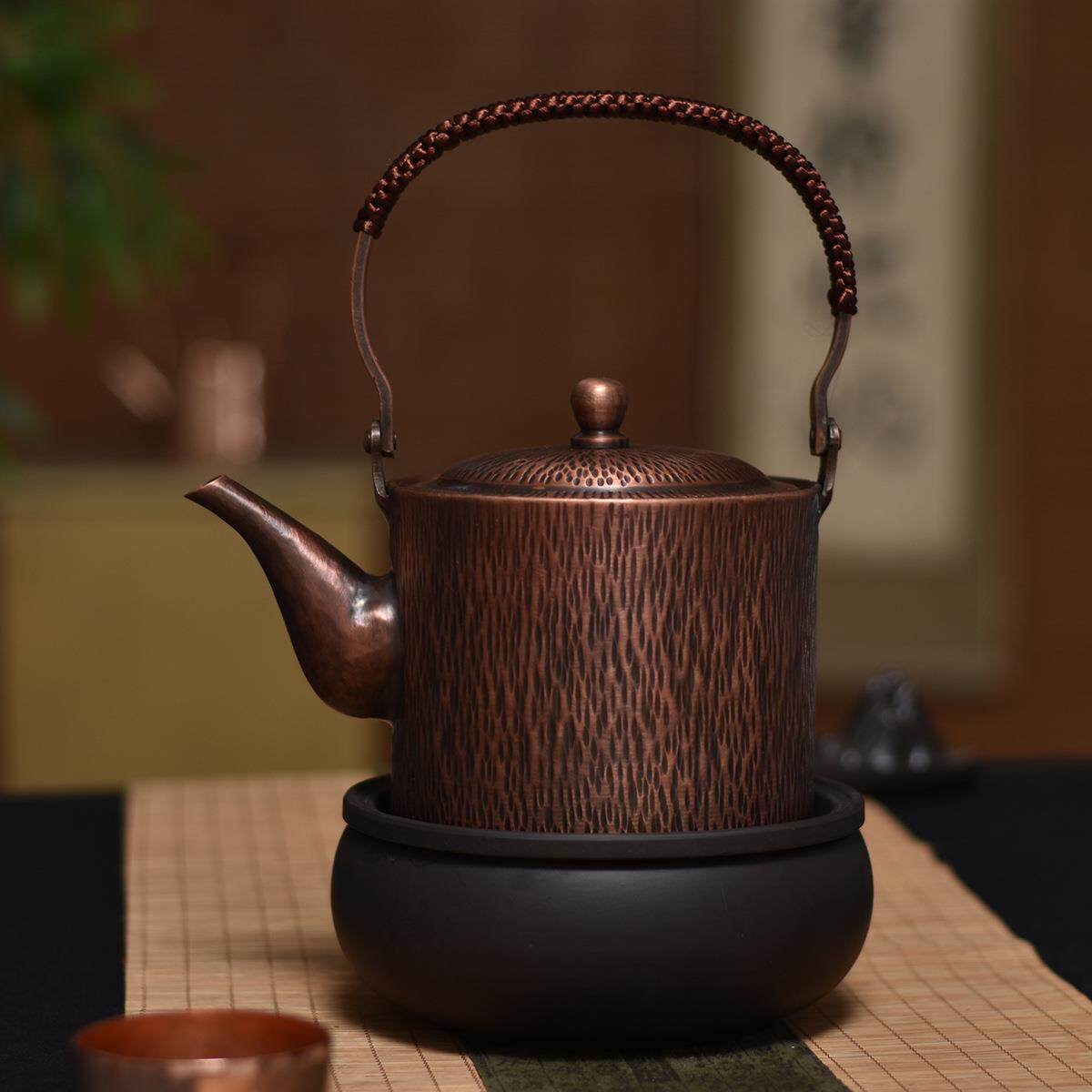供应提梁款1升纯紫铜壶手工烧水壶煮茶壶中式茶艺壶