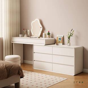 全实木烤漆梳妆台2025新款化妆桌斗柜一体现代简约转角主卧小户型