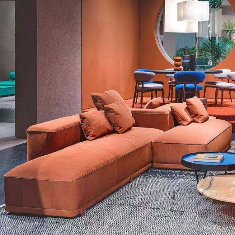 baxter意式极简磨砂皮沙发轻奢现代风别墅大平层落地客厅直排沙发