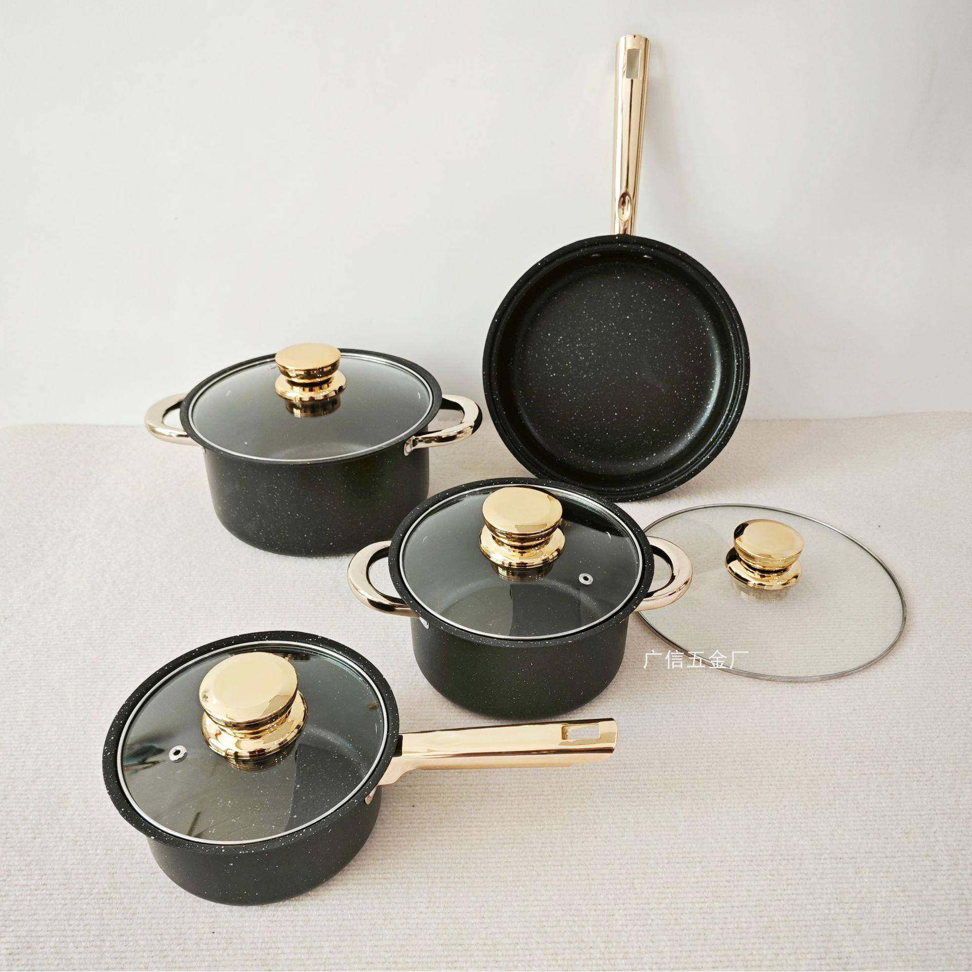 特厚1厘不锈钢套装锅8pcs四件套不粘锅18-26cm