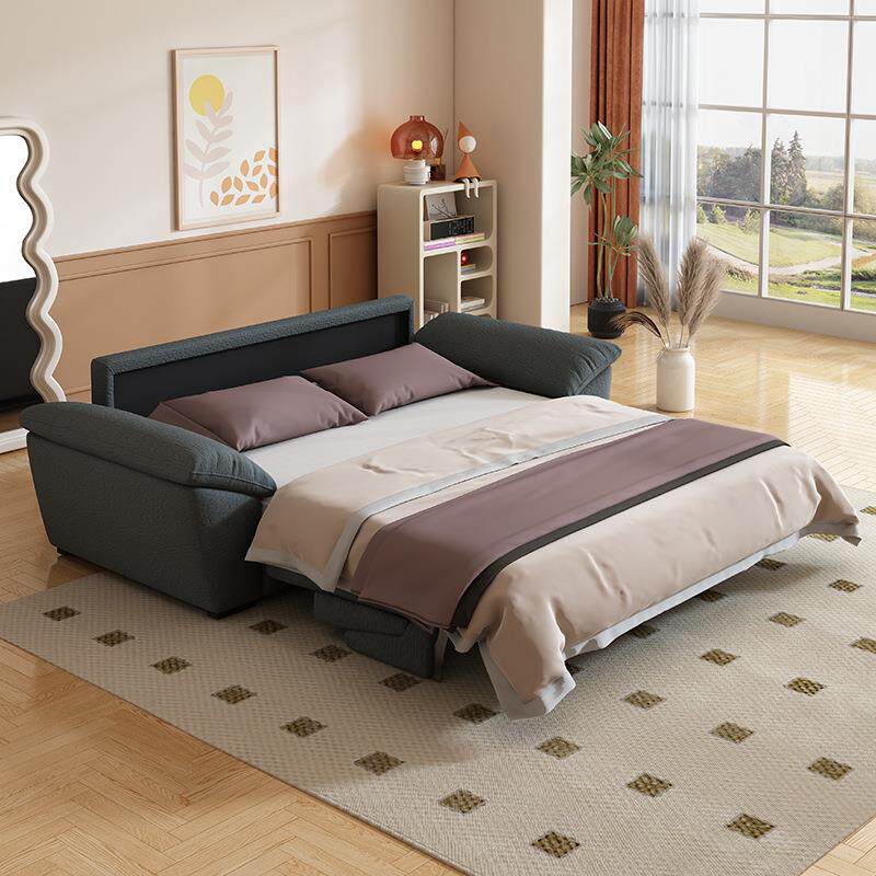 高端现代两用翻转沙发床自带床垫双人多功能雪花绒家用折叠沙发床