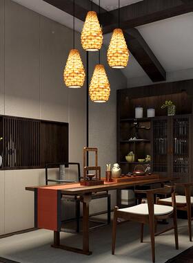 创个性竹编吊灯手工编织菠萝丁吊意灯60537餐甜厅品店水店民果宿