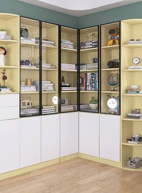 角书柜带门一体组物合拐角架客厅家用收纳储转77338物柜书置架墙