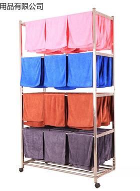 毛架巾美店廊专用不锈钢落地式发院YIC洗车理发店凉晾晒发衣架子