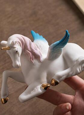 祥陶瓷马摆件天马神汽饰兽客厅酒WZF柜办公室车载装生肖马吉物工