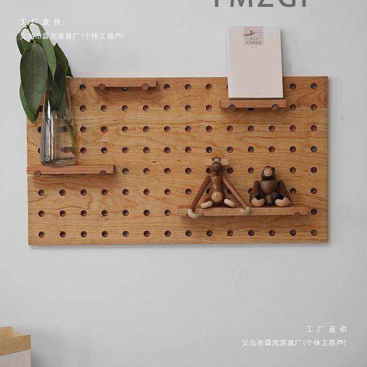 原智工坊黑胡木桃洞洞板墙壁物架衣木TET帽架置收纳架实隔板白蜡