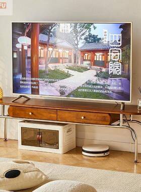 厅古实木茶几电视组合法式复古极简家用客靠墙收柜纳中储03465物