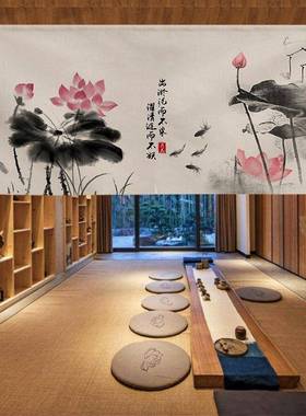 中荷花门帘家用免打挡孔半YQQ69331帘短帘布挂帘厨房遮帘柜子断客