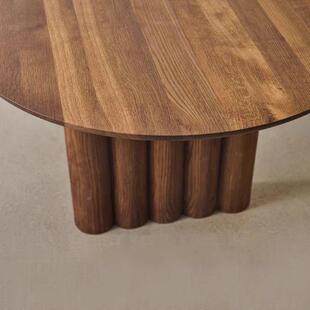 中原古木风设23411板计师样房餐桌客餐厅木实工作台办公桌椭圆形