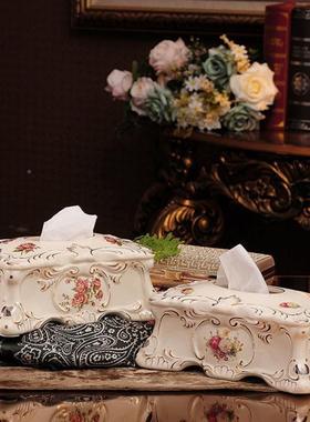 陶瓷盒纸茶巾盒家用厅创YIB意欧式抽纸桌面轻客奢几餐巾纸满减优