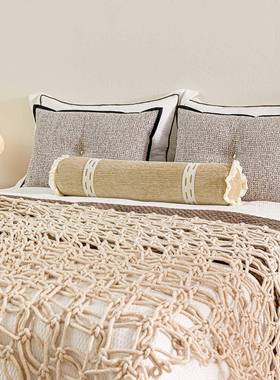 奢风床品搭多静件XHZ燕麦色系编套织毯样板房软装搭配