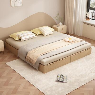 日式床矮实木床头榻榻米架透气防潮排骨架民宿风地ALD床台床地无