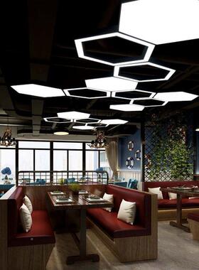 六边形造14905吊灯创意性led蜂型组合个办公室巢网咖健身房工业风