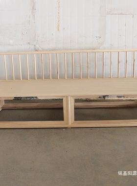 老榆木白沙发组德合白茬新XEV中式全实木白坯原木方罗汉床沙发垒