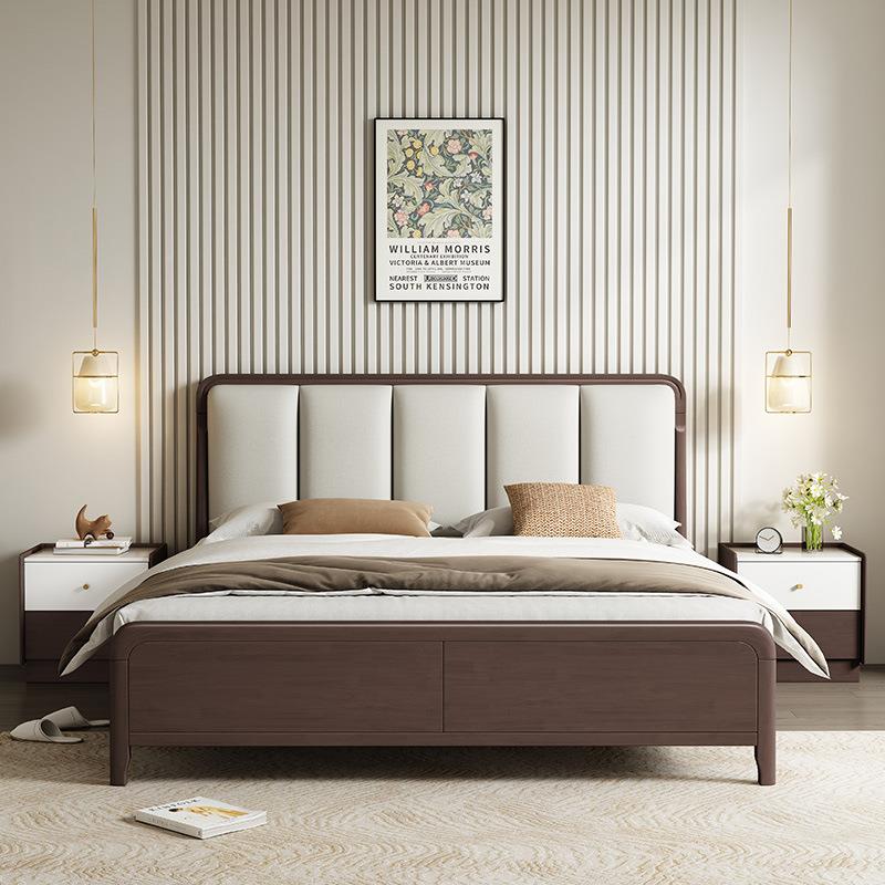 实木床现代简约奶油风1.卧8主米SGY包x2米大床软双人2高箱储物床