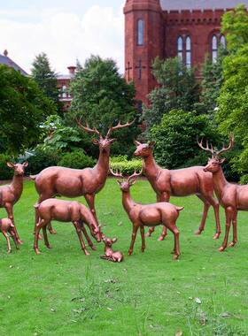 园景观摆件户1655白鹿花园小品婚庆美陈梅花鹿玻璃钢动林窗物外橱