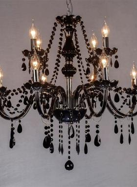 欧式简约时黑水晶吊灯烛灯46669玻璃灯卧室客厅色蜡餐厅店铺尚灯