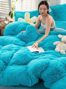 被绒套加防双面绒公主风静电宿舍四65103水貂绒件套防静电抱枕