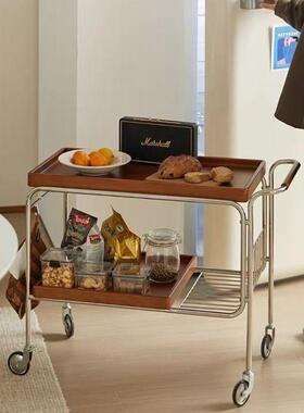 简约茶水小红推车网实餐38564木沙发边几复古日式可客移动茶几厅